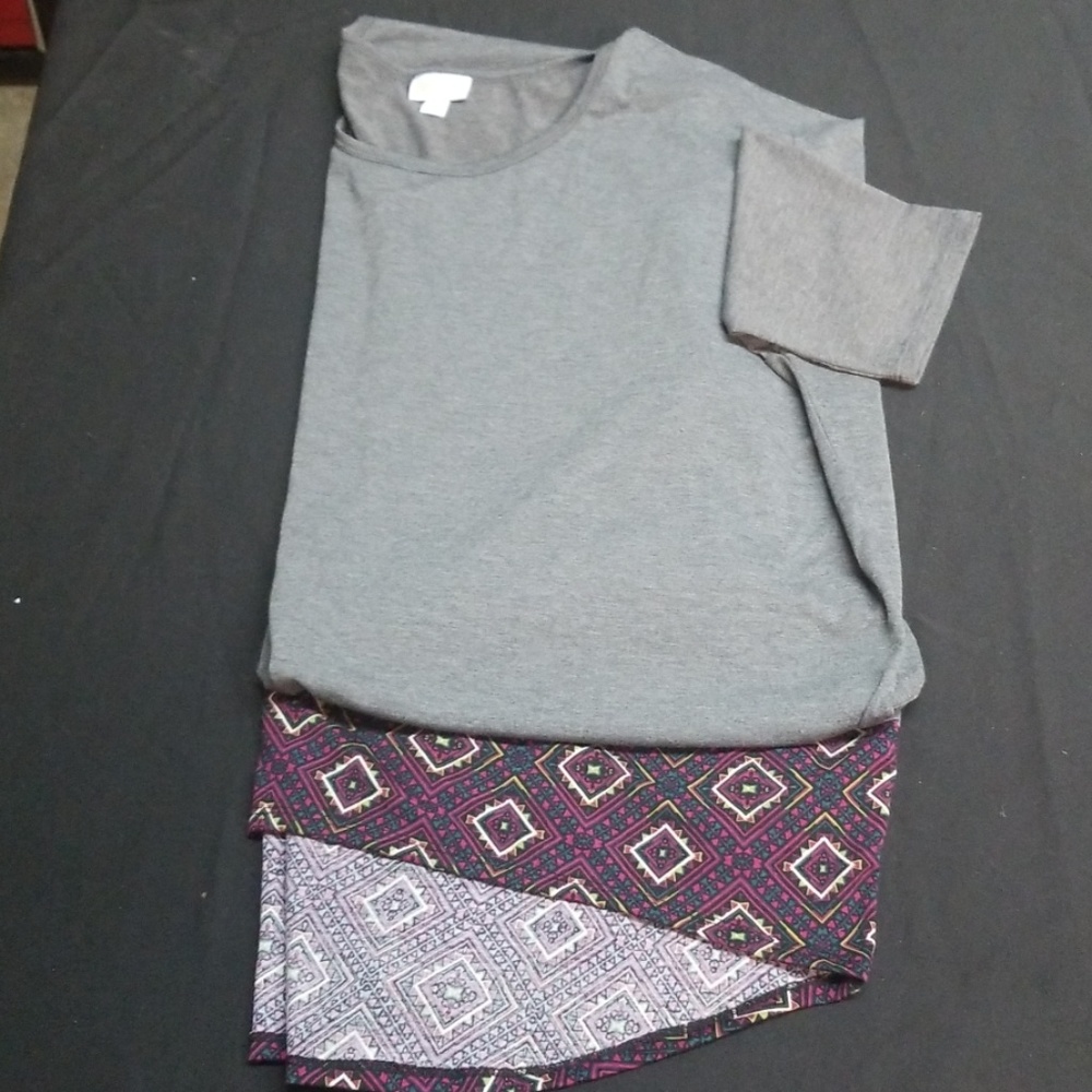 Two Tone Grey w/ Pink & Teal XL Lularoe Irma -NWOT